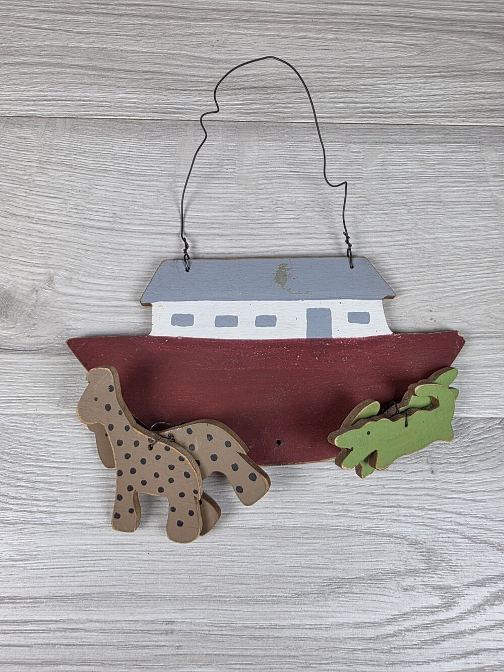 Noah’s Ark Painted Wall Decor Nursery 10"x8.5" Animals Giraffe Alligator SU5